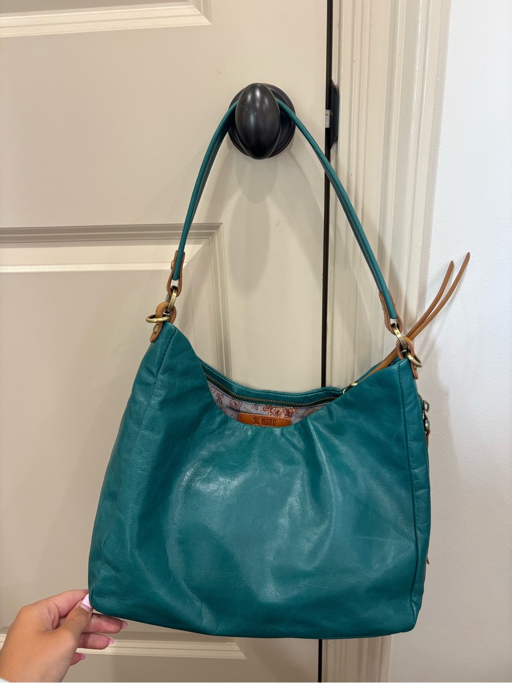 HOBO Teal Leather Hobo Shoulder Bag